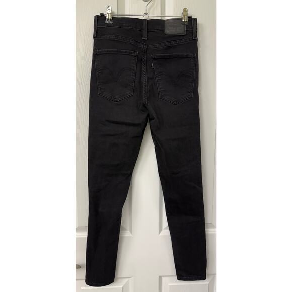 Levi’s black denim jeans distressed mile high super skinny size 28 - Picture 2 of 6
